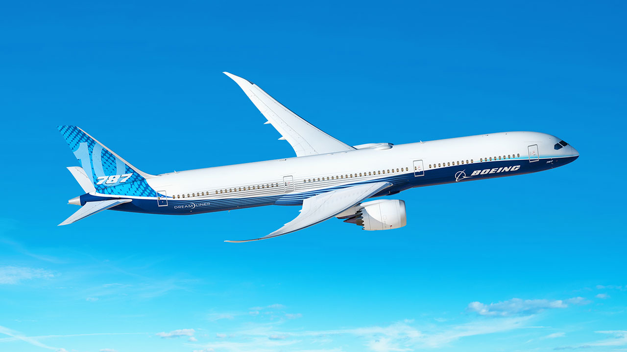波音787梦幻客机在飞williamhill行中的图片。