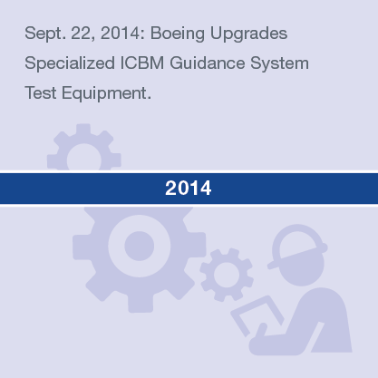 2014年9月22日：波音升级专williamhill业的ICBM指导系统测试设备。