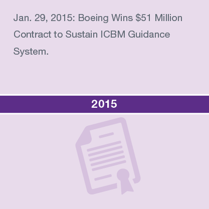 2015年1月29日：波音赢得williamhill5100万美元的合同来维持ICBM指导系统。