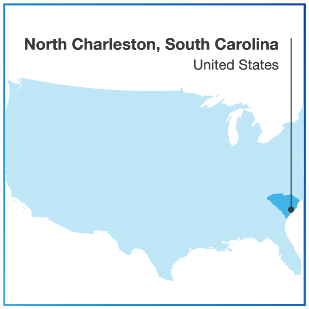 美国地图突出北卡罗莱纳州北查尔斯顿地区