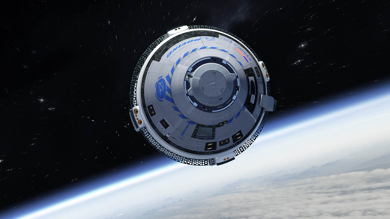 CST-100“星际飞船”太空舱在轨运行。